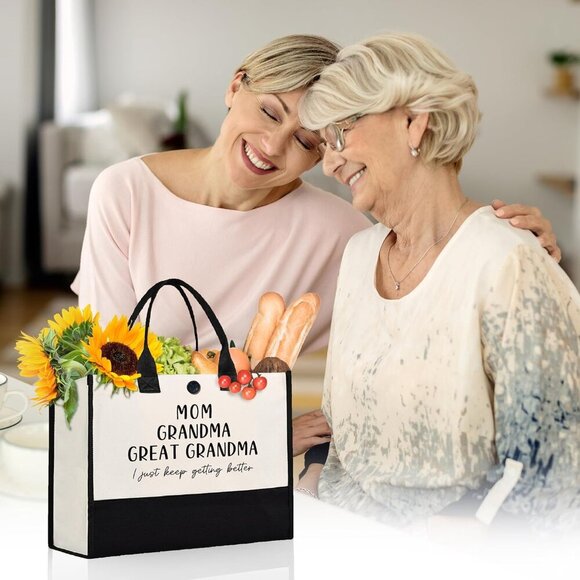 Large Canvas Tote Bag Gifts for Grandma Great-Grandma Mommy Retirement - Picture 2 of 8